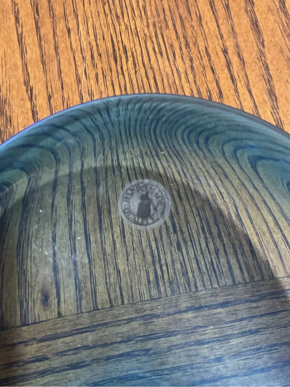 Blue Art Glass Decorative Oval Bowl small pedestal